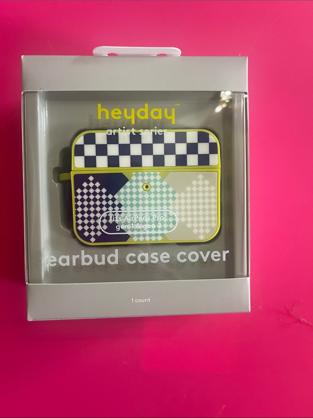 heyday Gray & Pink Artist Series earbud case cover